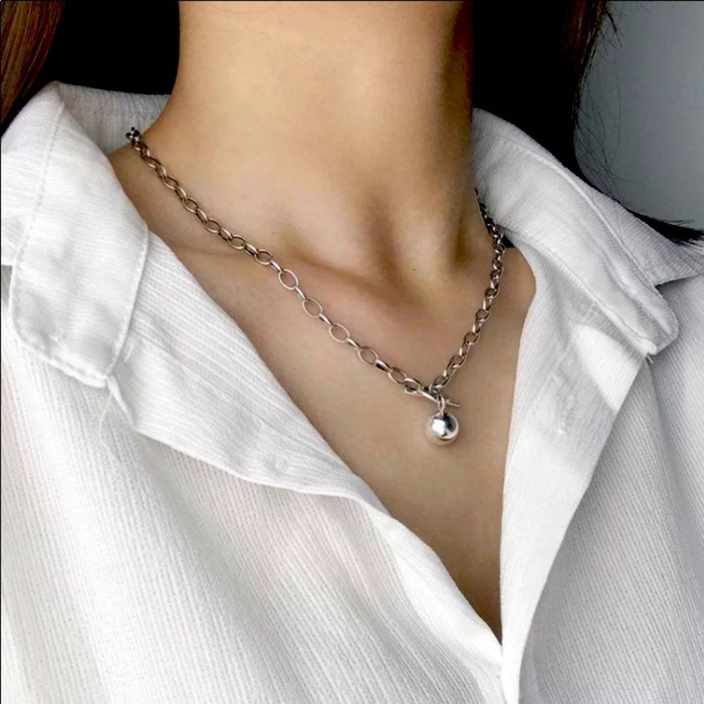 18” NEW 925 STERLING SILVER ROUND BEAD PENDANT NECKLACE